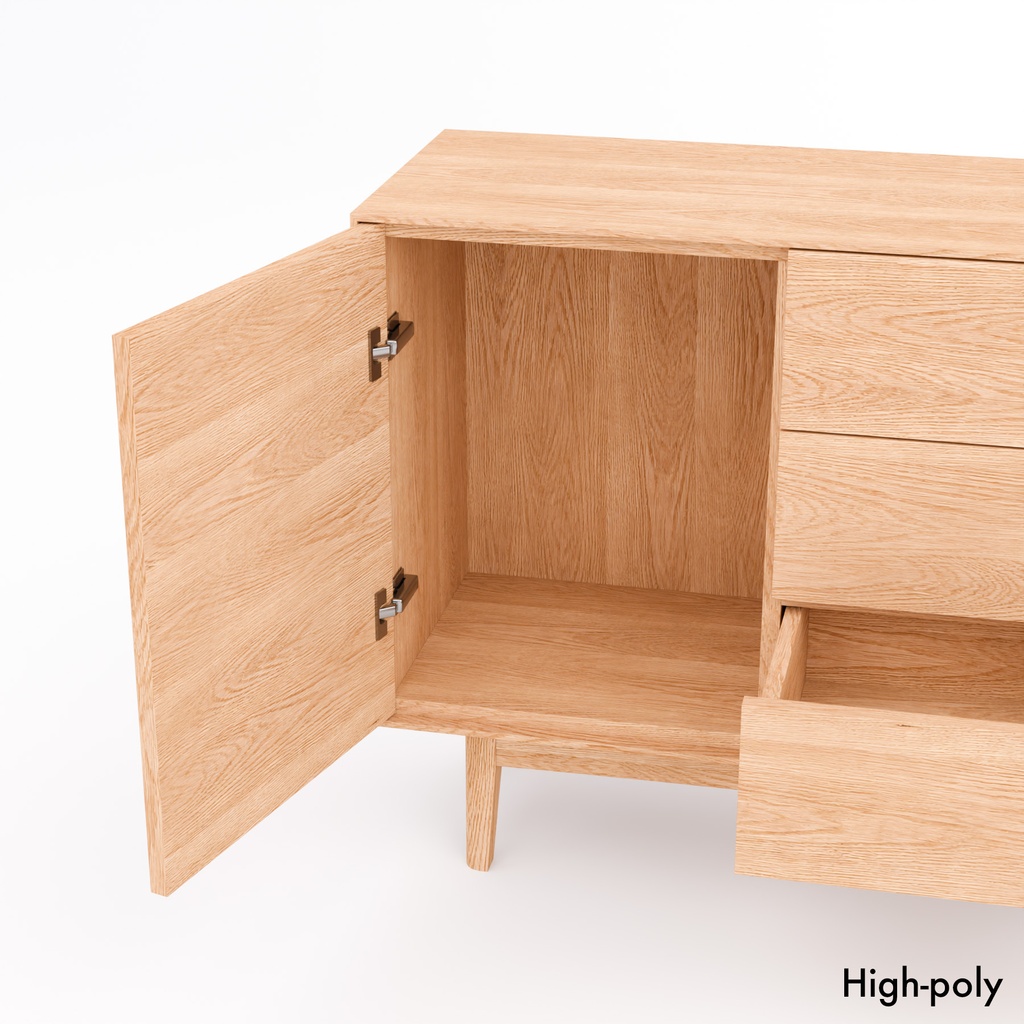 サイドボード【3Dモデル】Wooden Sideboard