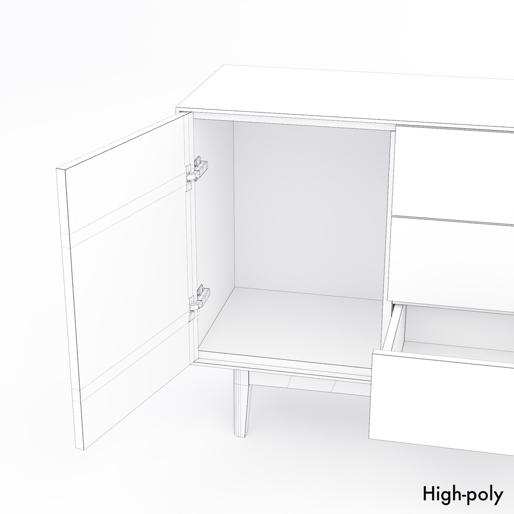 サイドボード【3Dモデル】Wooden Sideboard