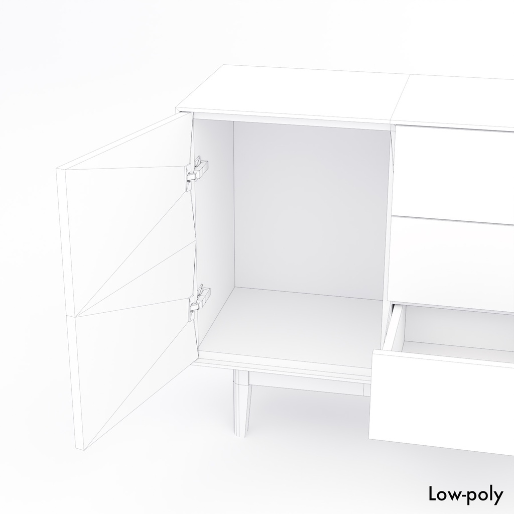 サイドボード【3Dモデル】Wooden Sideboard
