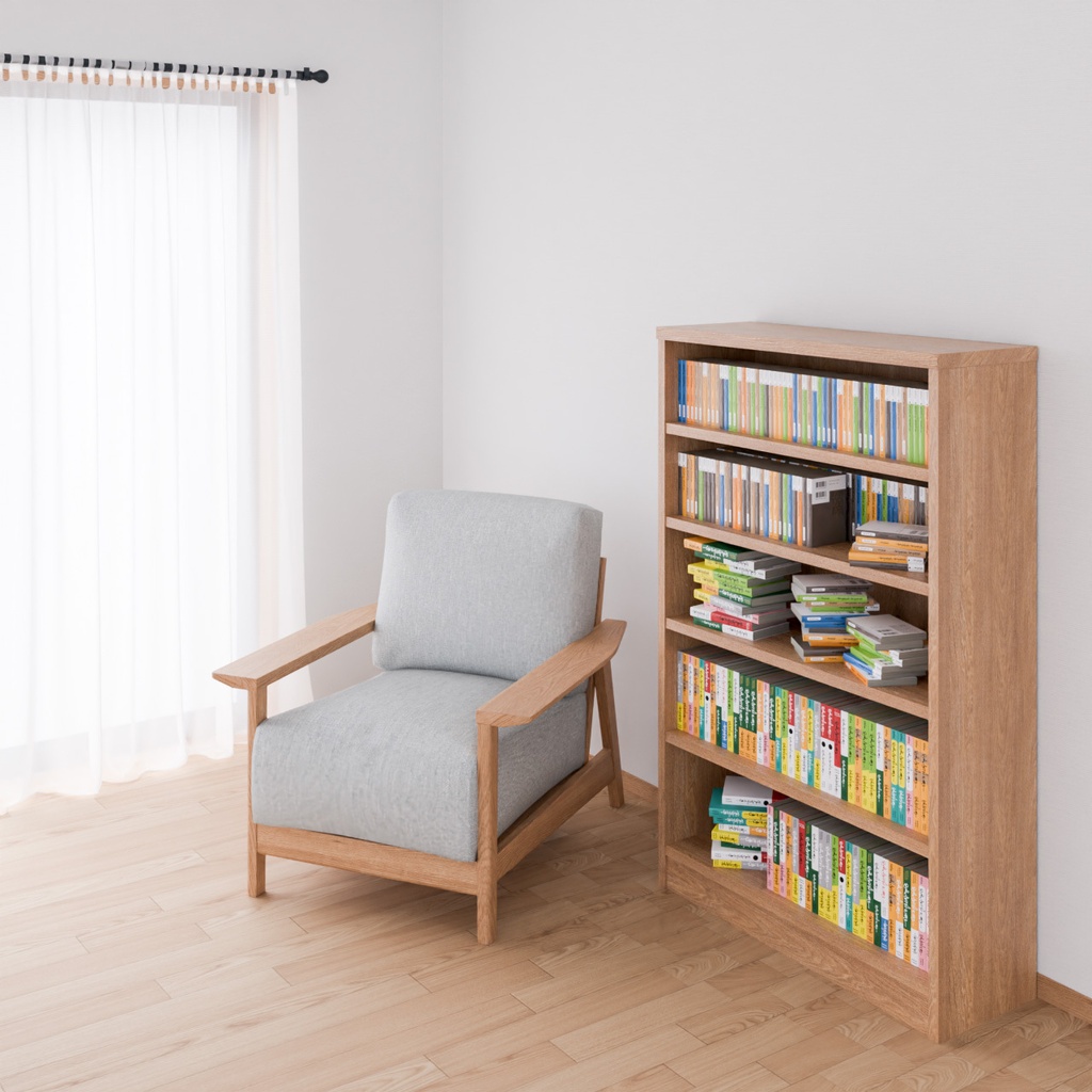 本棚【3Dモデル】Wooden Bookshelf