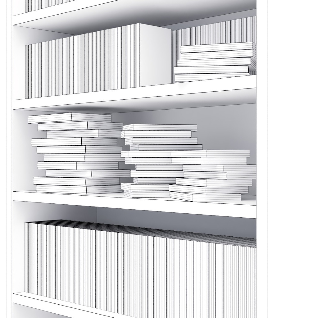 本棚【3Dモデル】Wooden Bookshelf