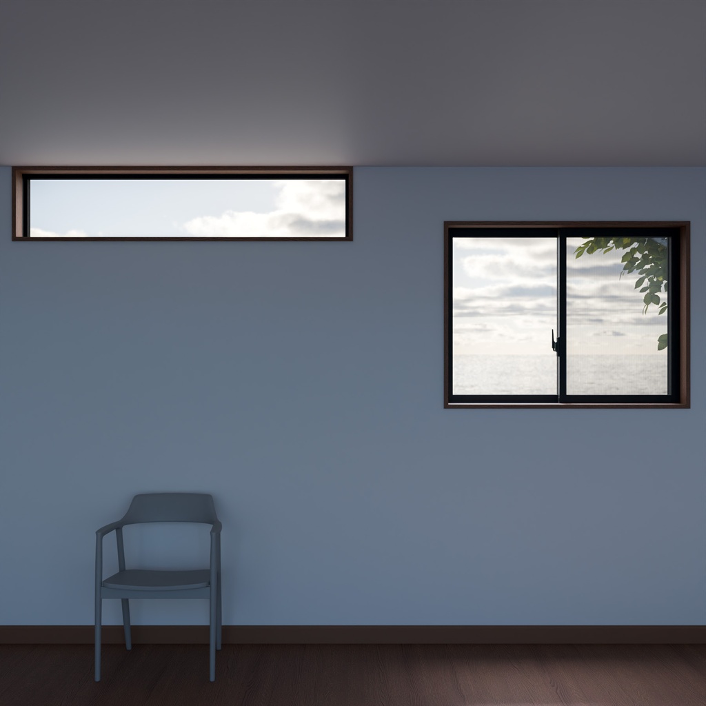 窓とカーテンセット【3Dモデル】Window & Curtain Set