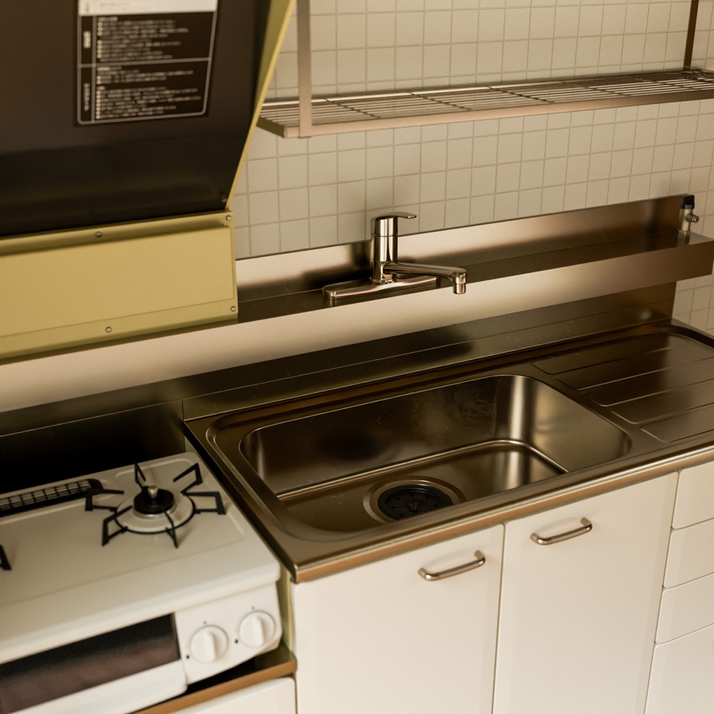 団地のキッチン【3Dモデル】Danchi kitchen set