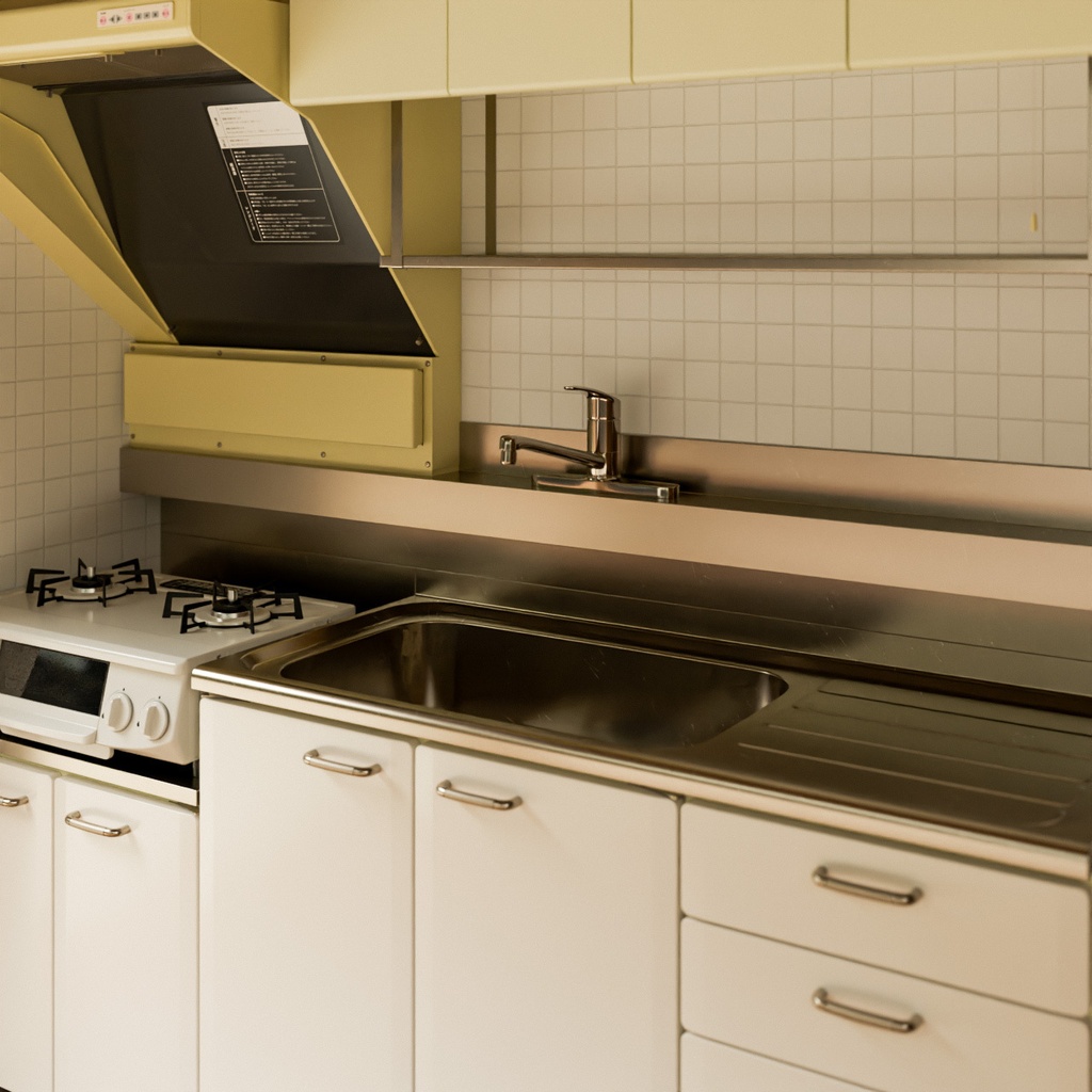 団地のキッチン【3Dモデル】Danchi kitchen set