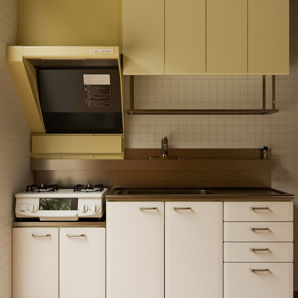 団地のキッチン【3Dモデル】Danchi kitchen set