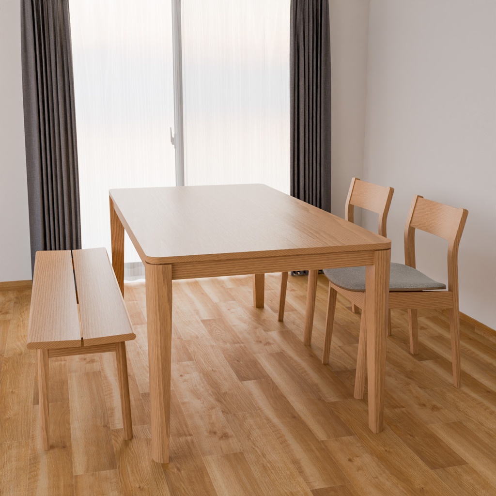 ダイニングテーブルとダイニングチェア、ベンチ【3Dモデル】Dining Table & Chairs with Bench
