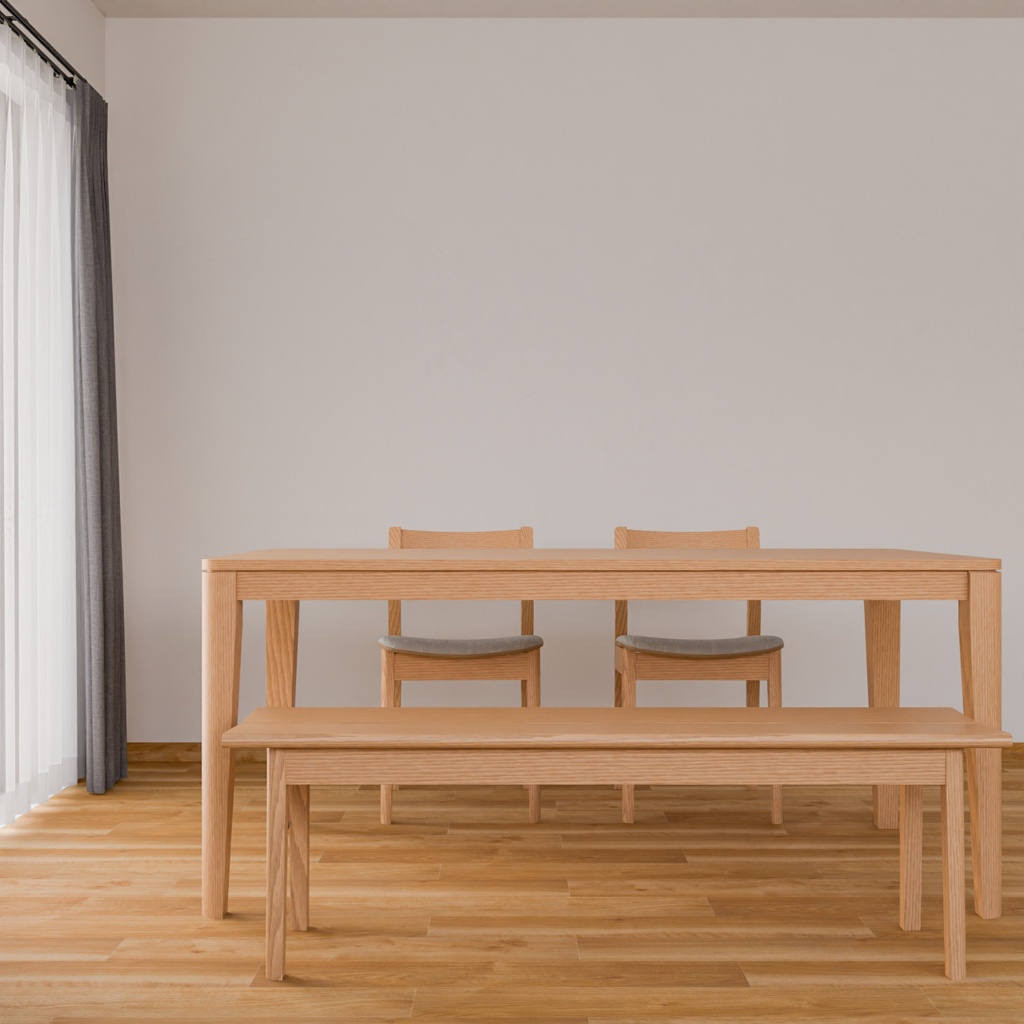 ダイニングテーブルとダイニングチェア、ベンチ【3Dモデル】Dining Table & Chairs with Bench