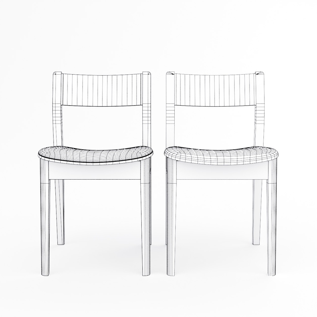 ダイニングテーブルとダイニングチェア、ベンチ【3Dモデル】Dining Table & Chairs with Bench