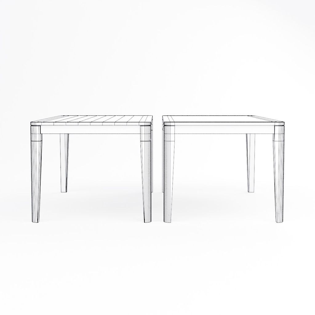ダイニングテーブルとダイニングチェア、ベンチ【3Dモデル】Dining Table & Chairs with Bench