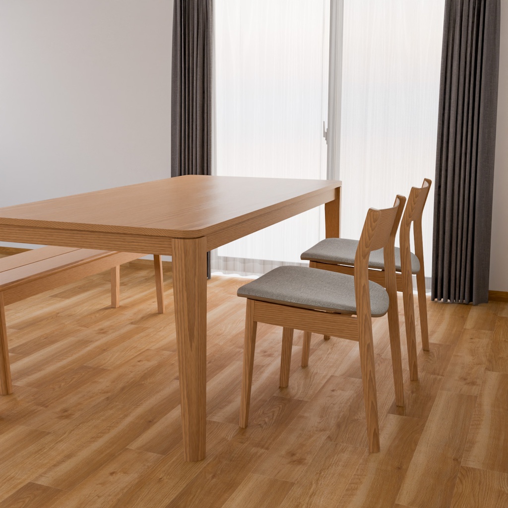 ダイニングテーブルとダイニングチェア、ベンチ【3Dモデル】Dining Table & Chairs with Bench