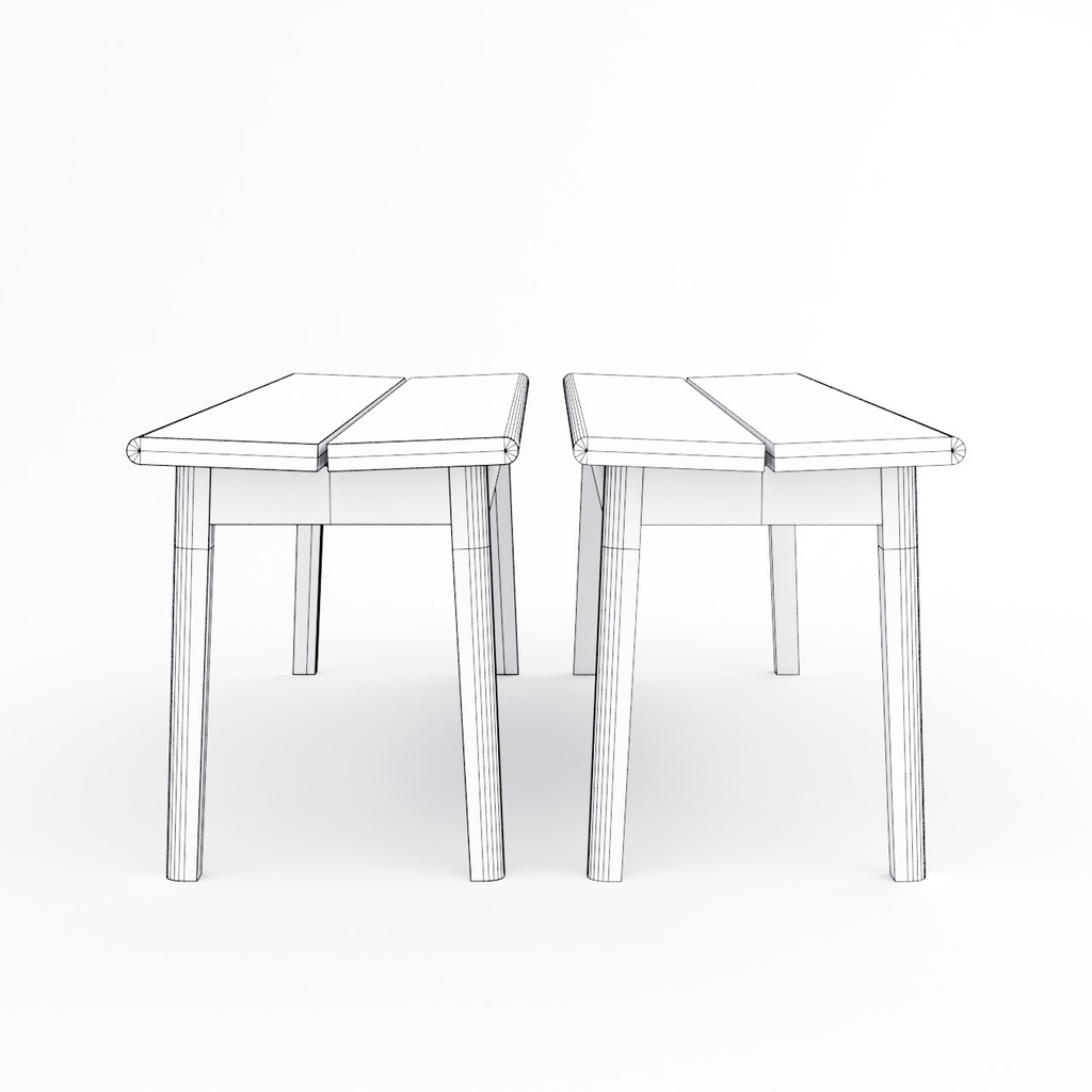 ダイニングテーブルとダイニングチェア、ベンチ【3Dモデル】Dining Table & Chairs with Bench