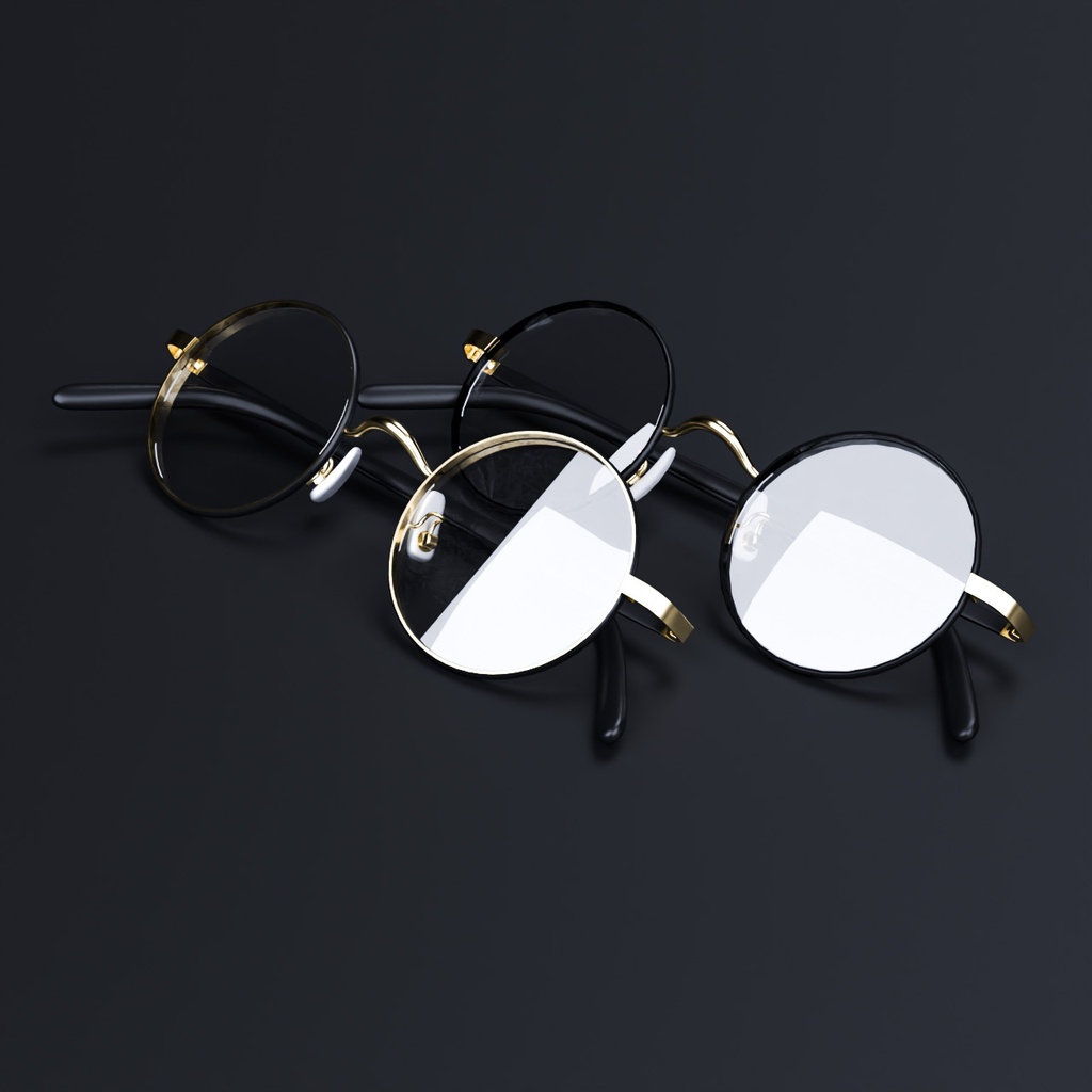 丸メガネとマグカップ【3Dモデル】Round glasses & Mug