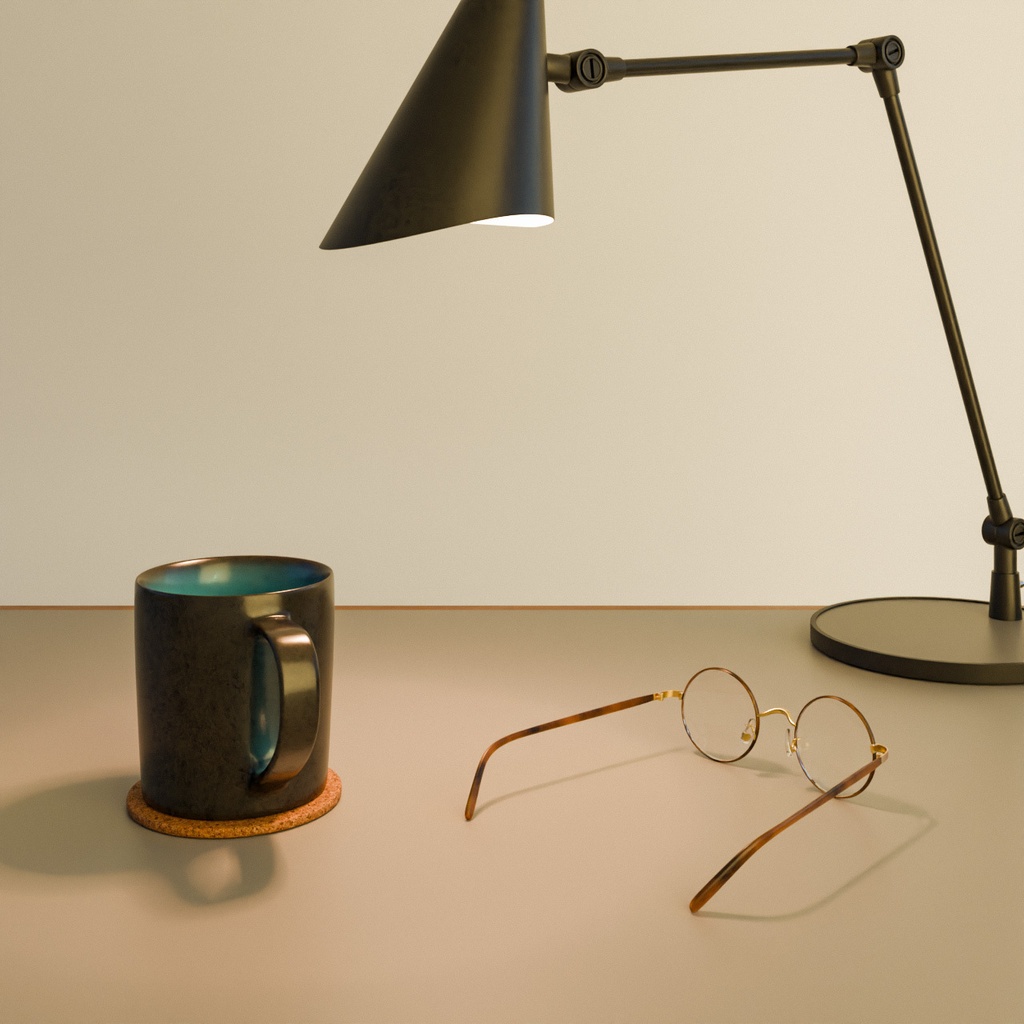 丸メガネとマグカップ【3Dモデル】Round glasses & Mug