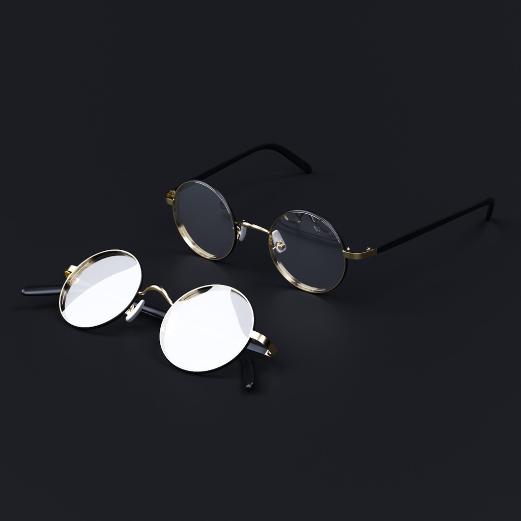 丸メガネとマグカップ【3Dモデル】Round glasses & Mug