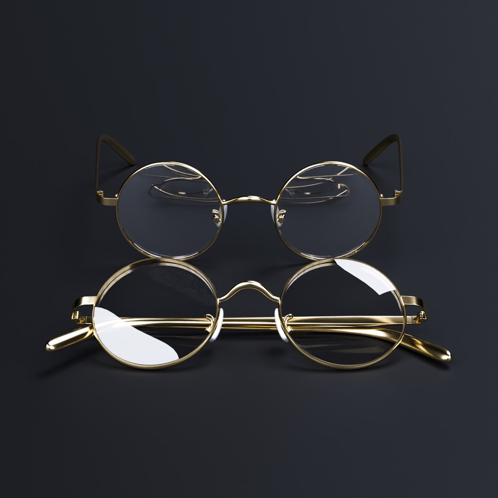 丸メガネとマグカップ【3Dモデル】Round glasses & Mug