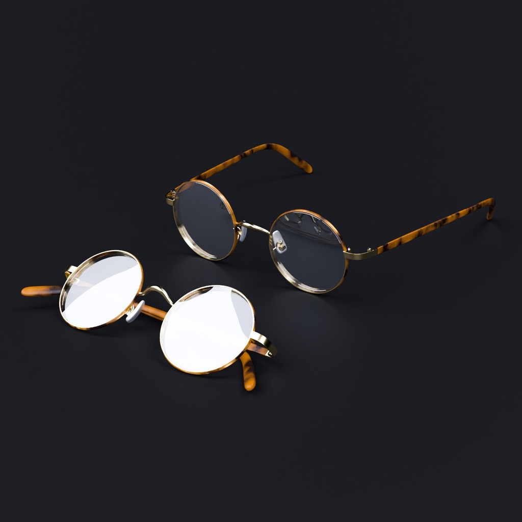 丸メガネとマグカップ【3Dモデル】Round glasses & Mug
