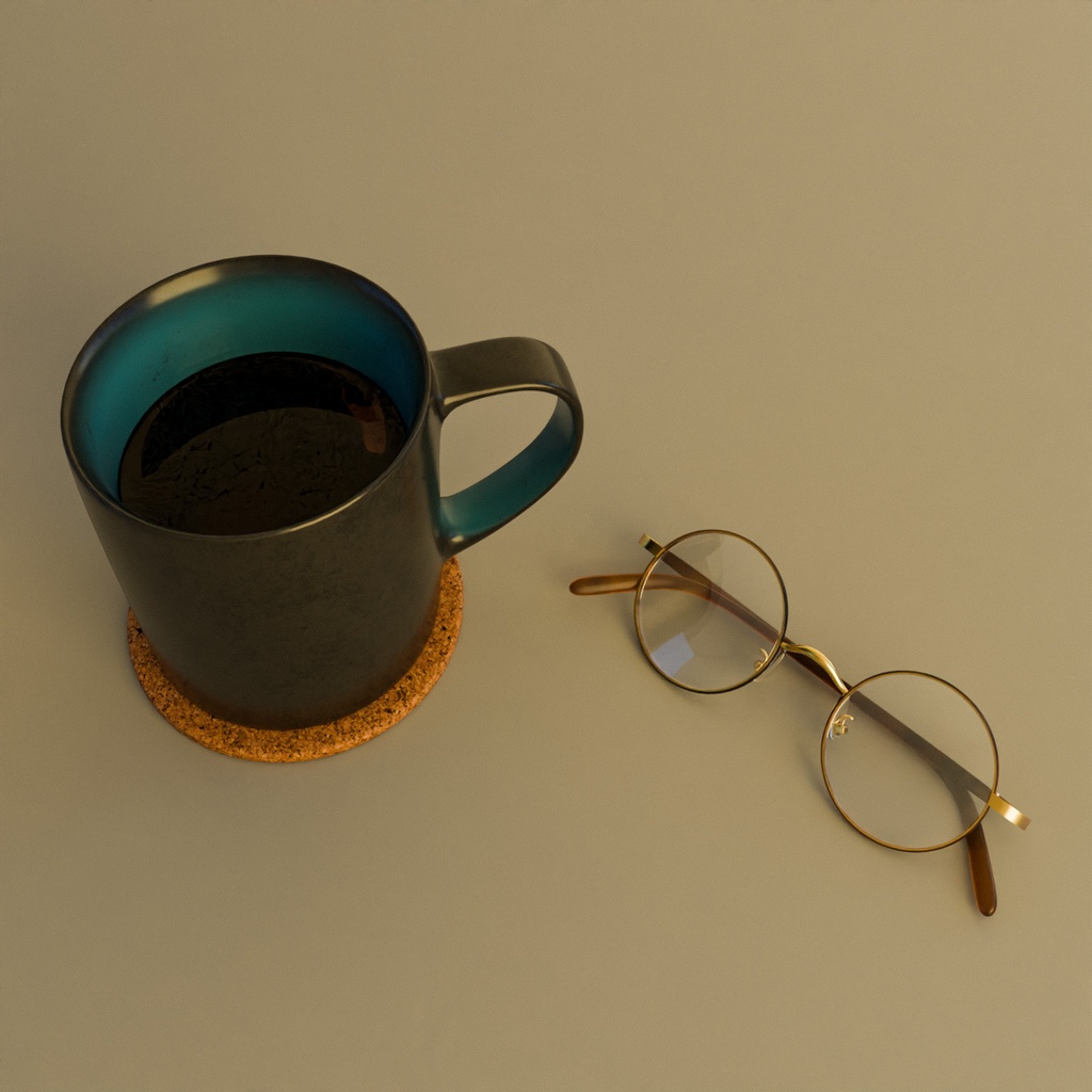 丸メガネとマグカップ【3Dモデル】Round glasses & Mug