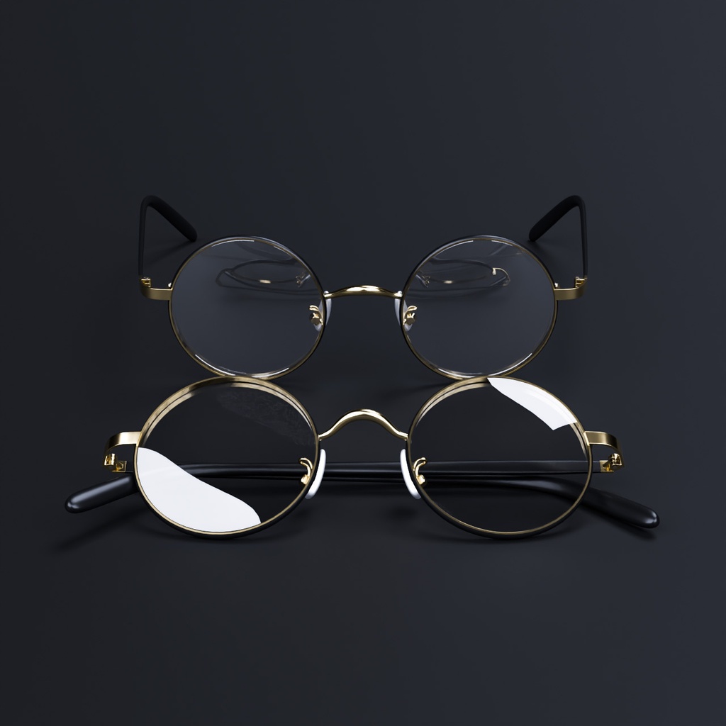 丸メガネとマグカップ【3Dモデル】Round glasses & Mug