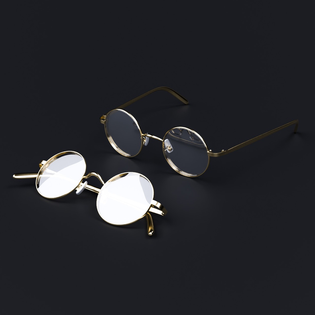 丸メガネとマグカップ【3Dモデル】Round glasses & Mug