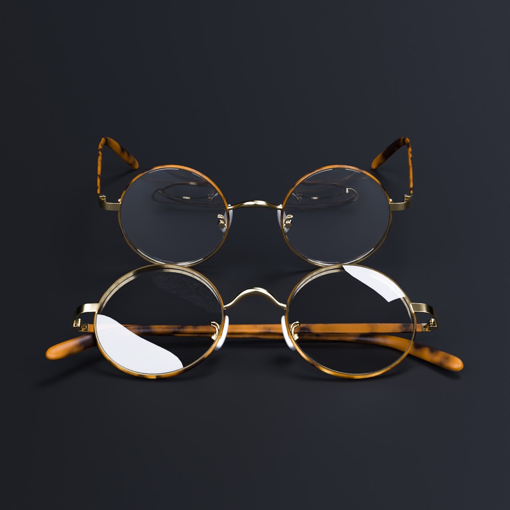 丸メガネとマグカップ【3Dモデル】Round glasses & Mug