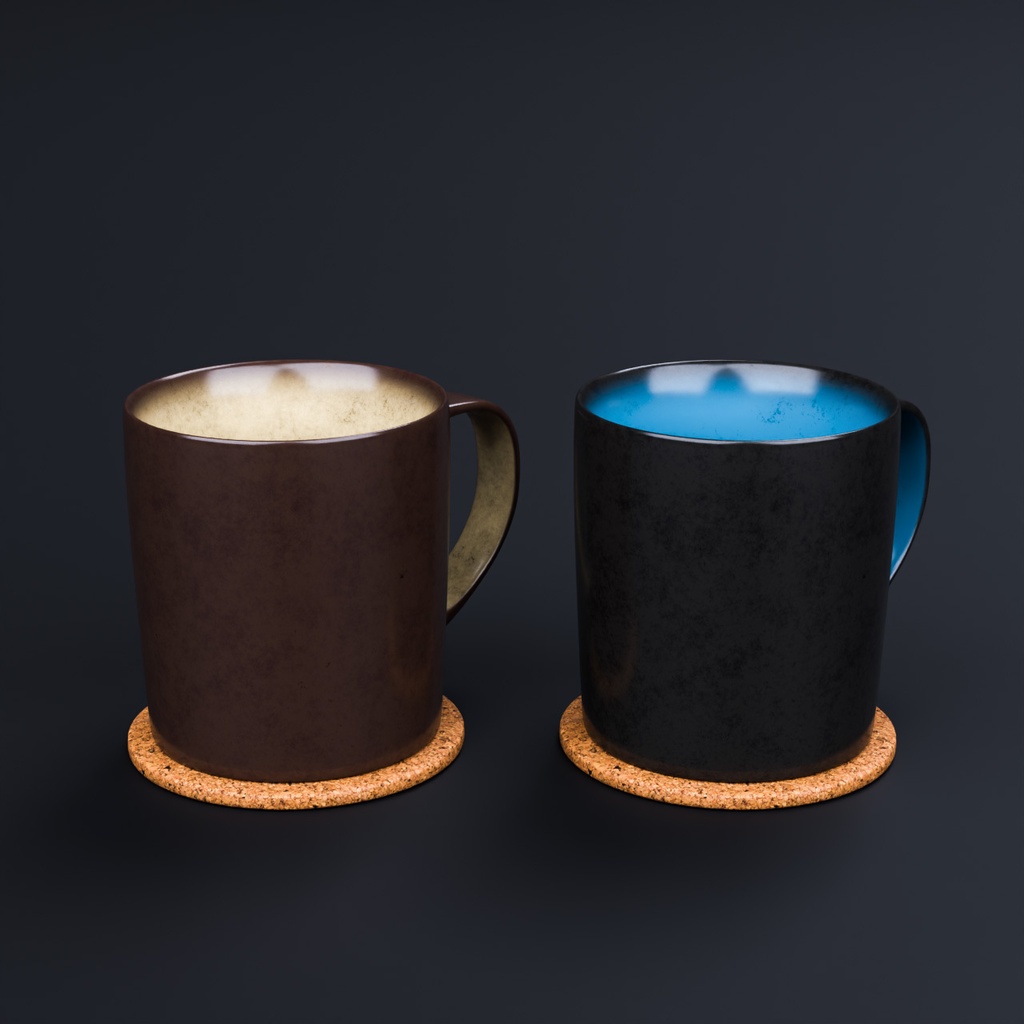 丸メガネとマグカップ【3Dモデル】Round glasses & Mug