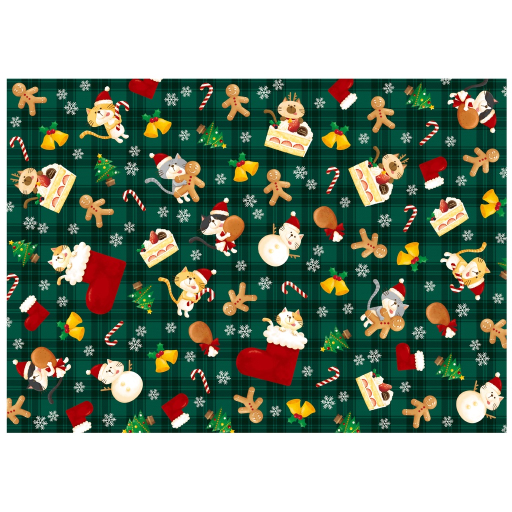 クリスマスラッピング袋【ごちそうとネコ】