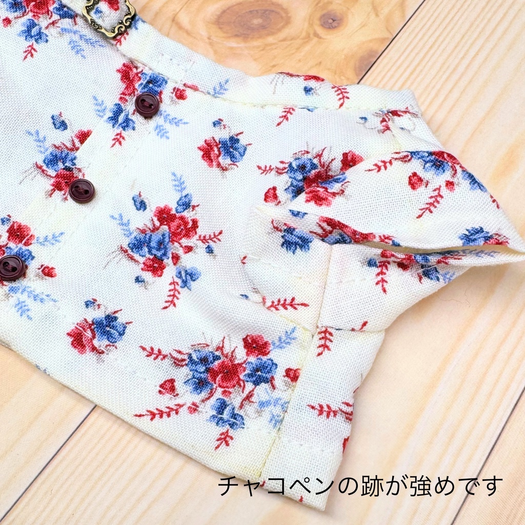 20cmぬいぐるみ用 柄シャツ 赤花柄 難あり