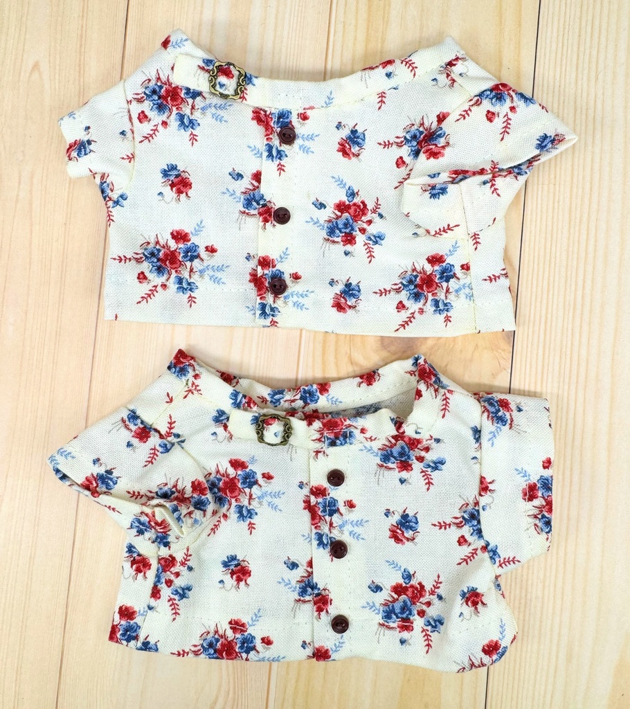 20cmぬいぐるみ用 柄シャツ 赤花柄 難あり