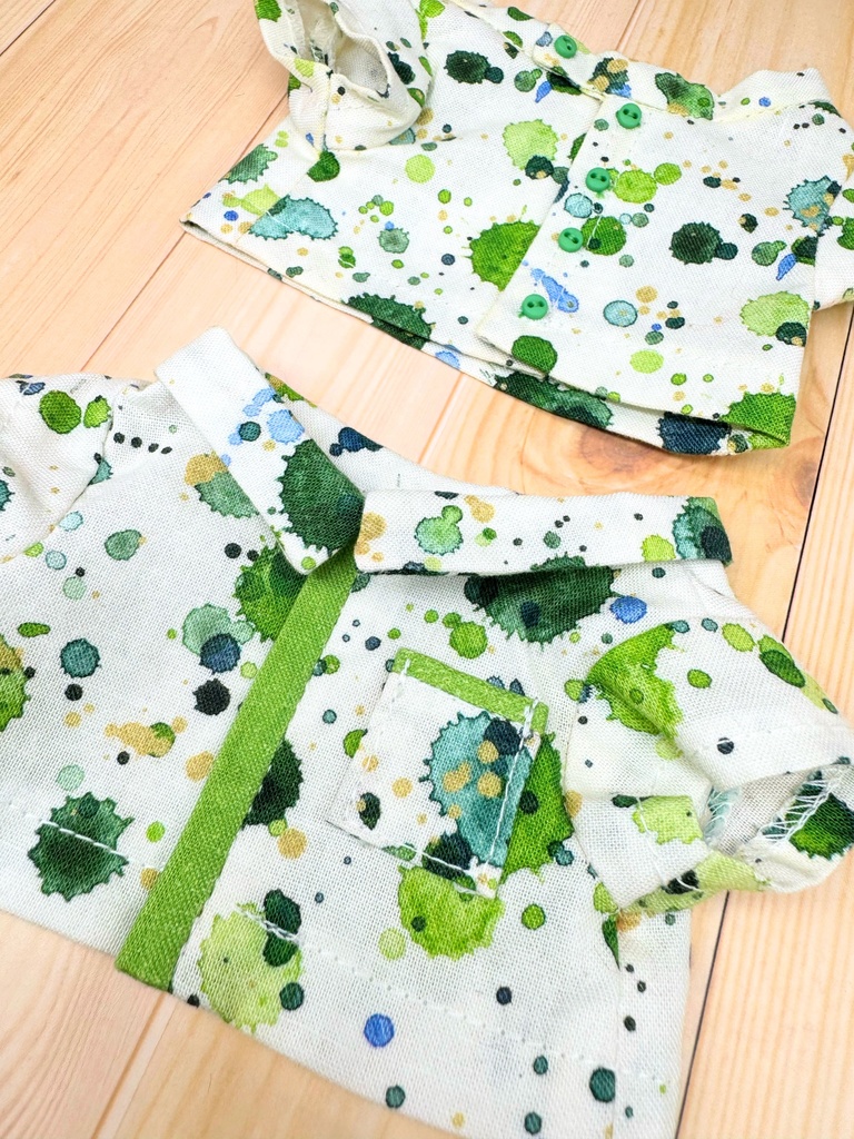 20cmぬいぐるみ用 柄シャツ 緑