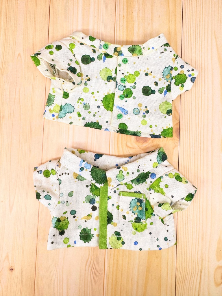 20cmぬいぐるみ用 柄シャツ 緑