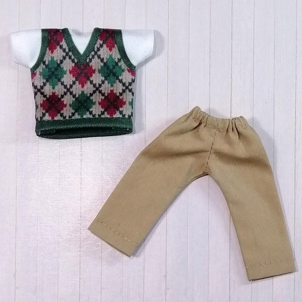 ニットライク上下セット(グリーンアーガイル)