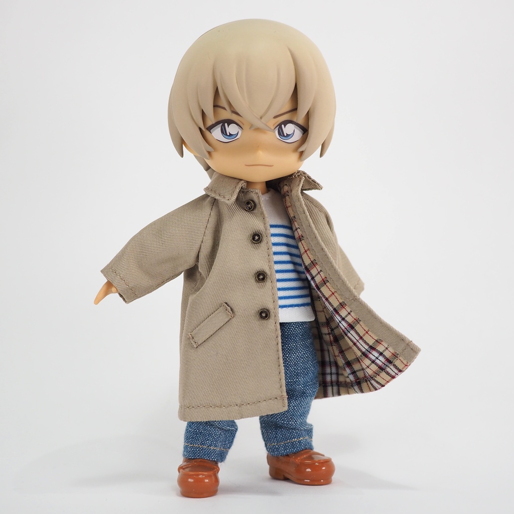 ステンカラーコート(ベージュ・グレーマフラー)