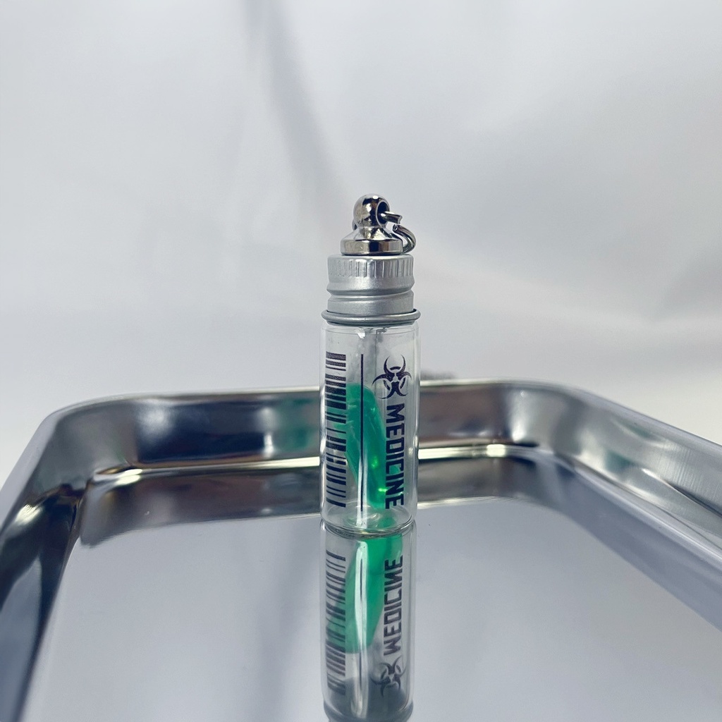 (全8種)錠剤ネックレス 小瓶(クリアグリーン)