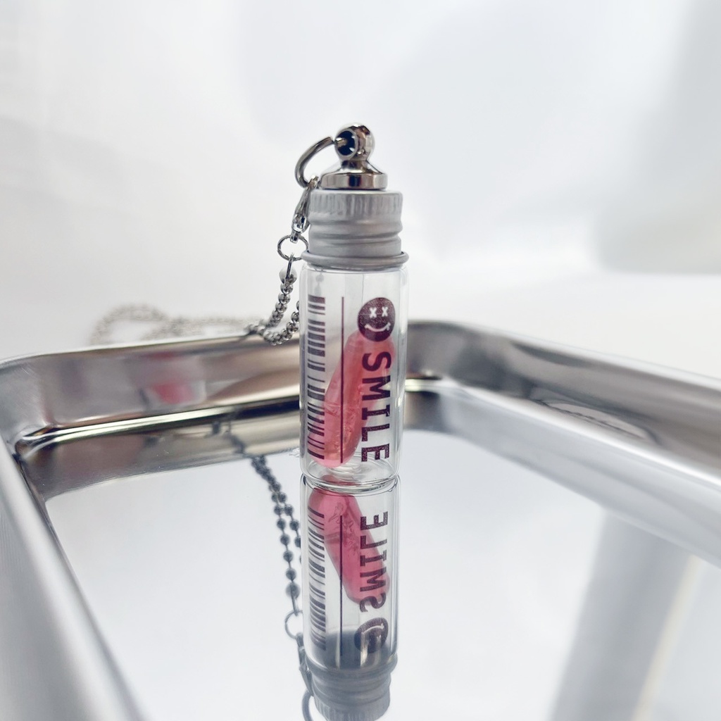 (全8種)錠剤ネックレス 小瓶(クリアレッド)