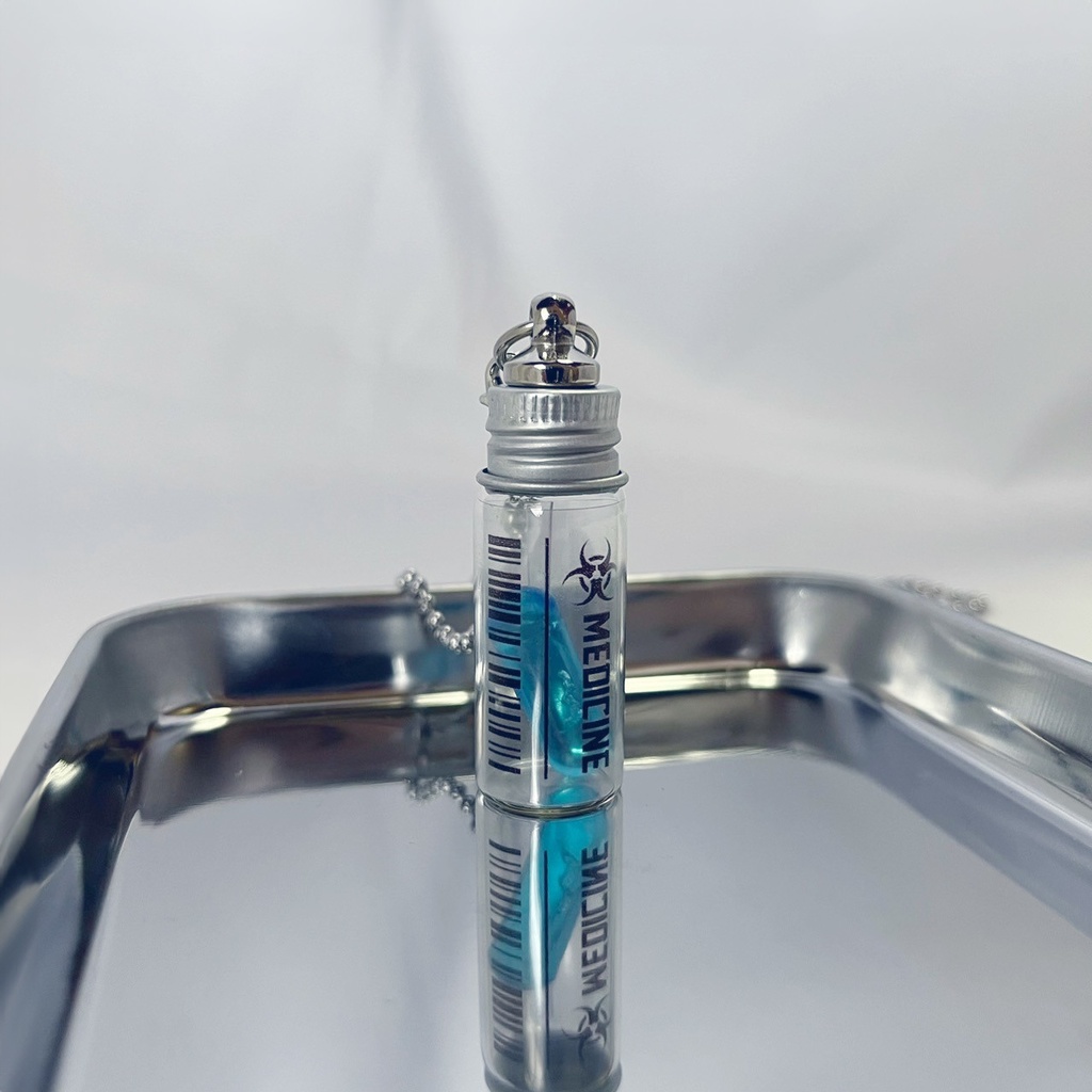 (全8種)錠剤ネックレス 小瓶(クリアブルー)