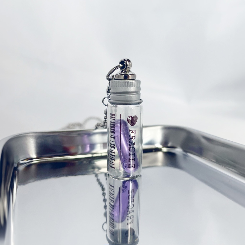 (全8種)錠剤ネックレス 小瓶(クリアパープル)