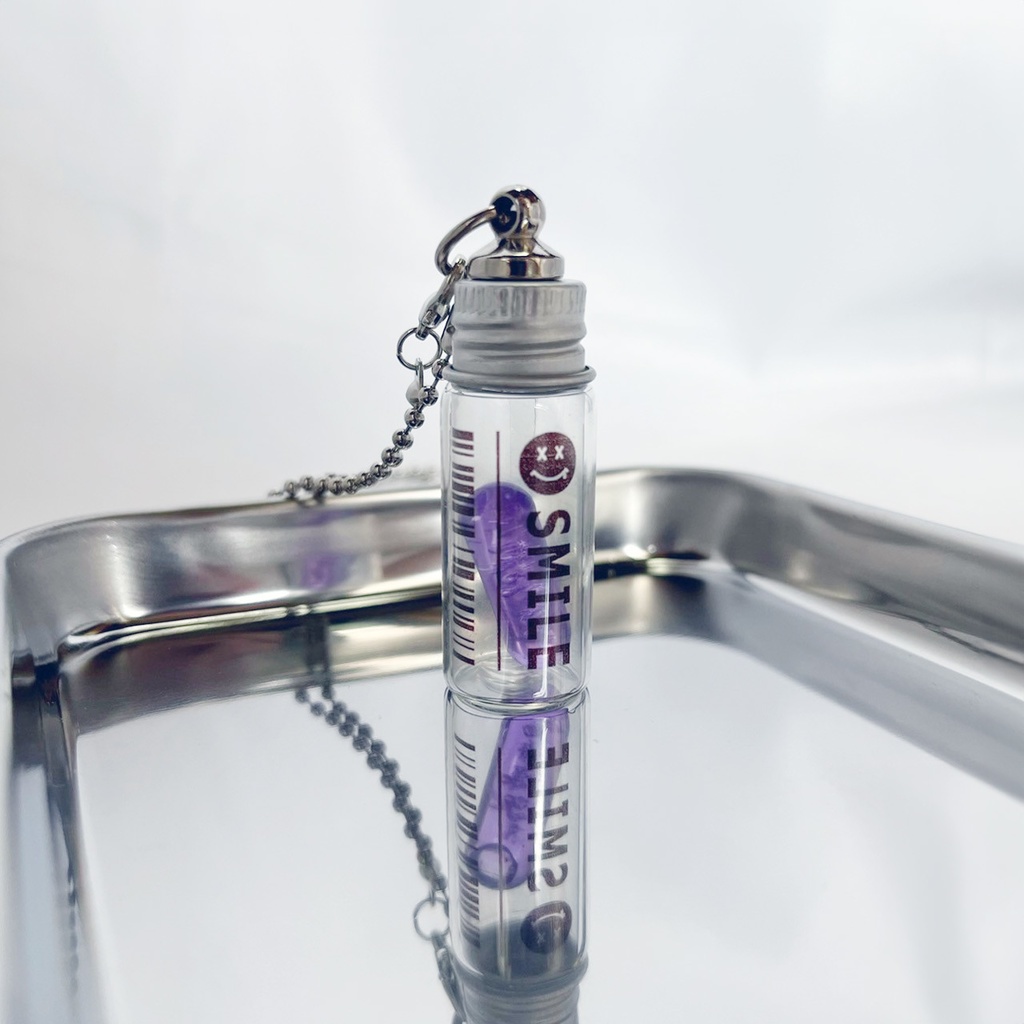 (全8種)錠剤ネックレス 小瓶(クリアパープル)