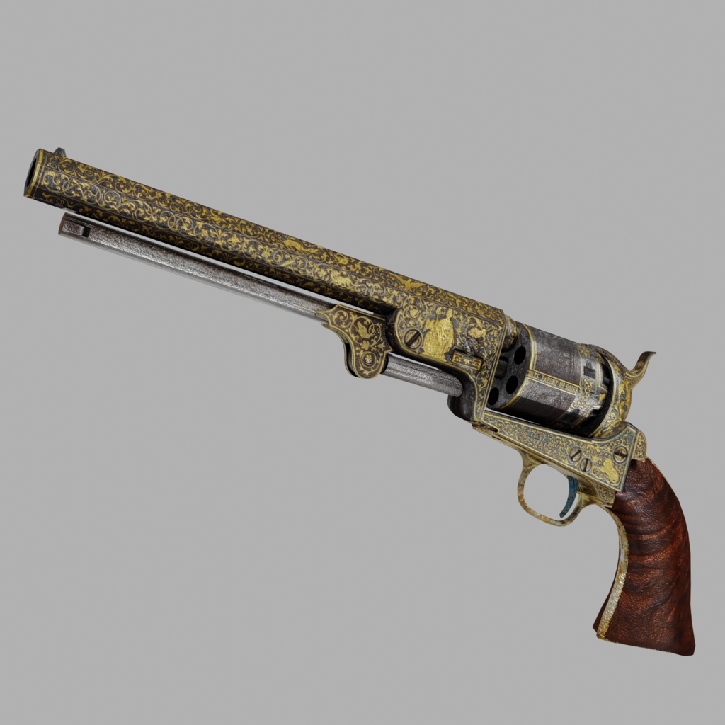 Gold-inlaid Colt Model 1851 Navy Revolver