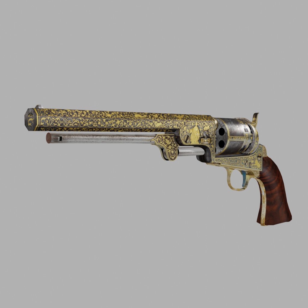 Gold-inlaid Colt Model 1851 Navy Revolver