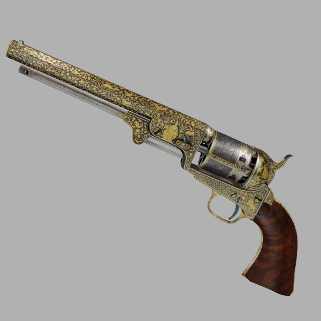 Gold-inlaid Colt Model 1851 Navy Revolver
