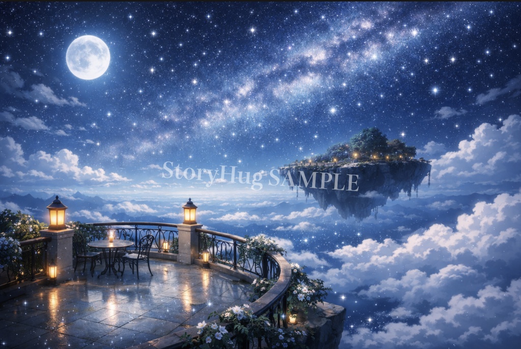 星空テラス背景素材20枚|夜空・夜景・幻想風景|配信/TRPG/動画背景