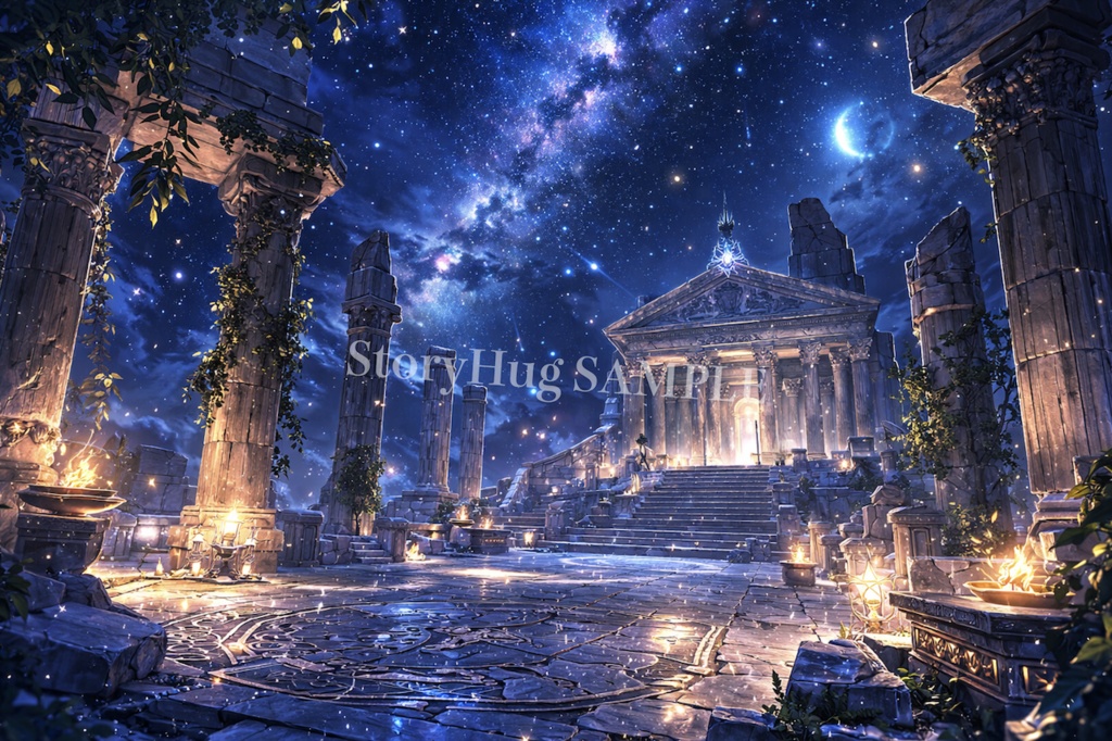 星空テラス背景素材20枚|夜空・夜景・幻想風景|配信/TRPG/動画背景