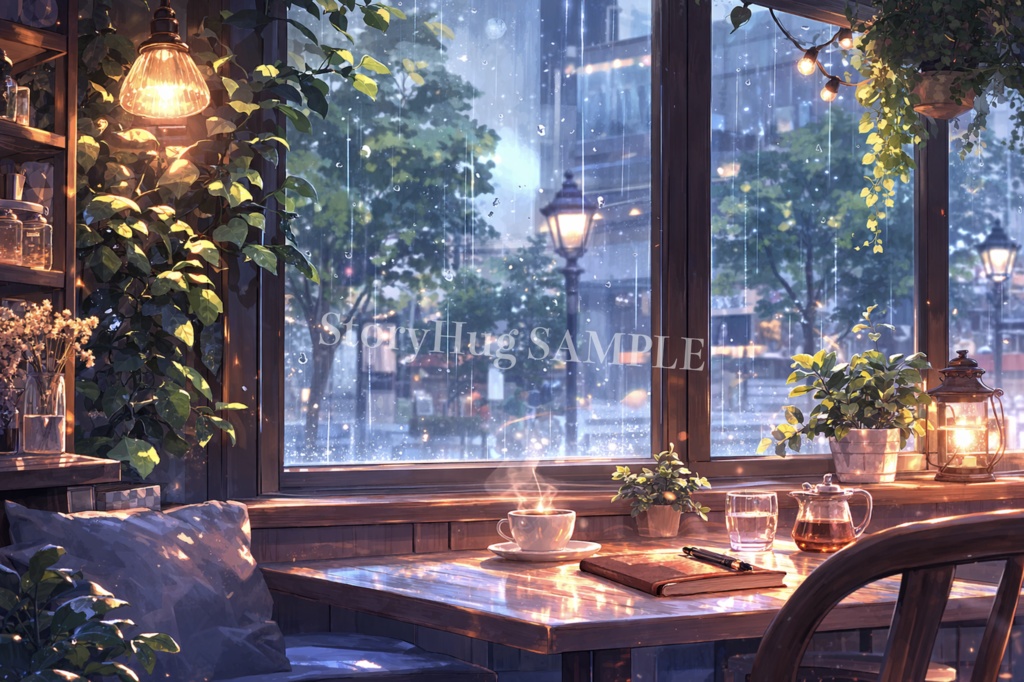 配信・作業部屋背景素材20枚|カフェ・書斎・夜部屋|配信/TRPG/動画背景