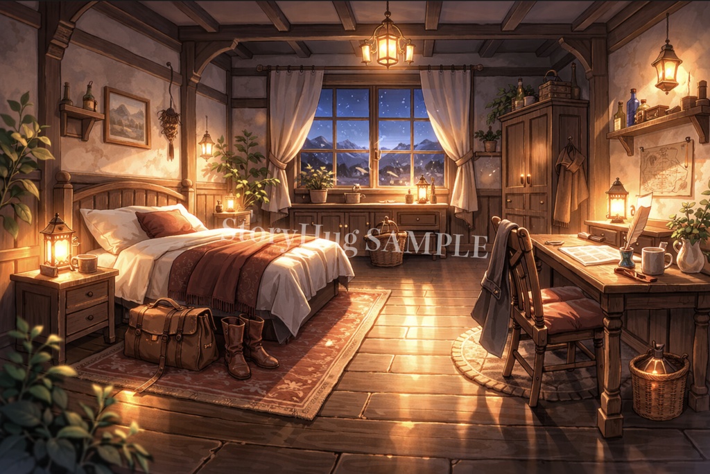 配信・作業部屋背景素材20枚|カフェ・書斎・夜部屋|配信/TRPG/動画背景