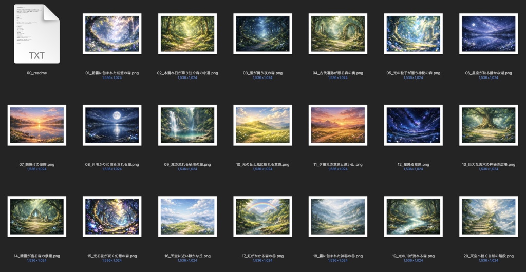 ファンタジー自然背景素材20枚|幻想風景・森・湖・草原|配信/TRPG/創作背景