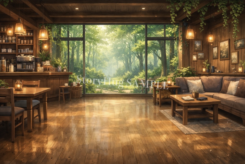 【配信・作業用】幻想カフェ背景素材集|雨・夜・テラス・本屋カフェ20枚パック