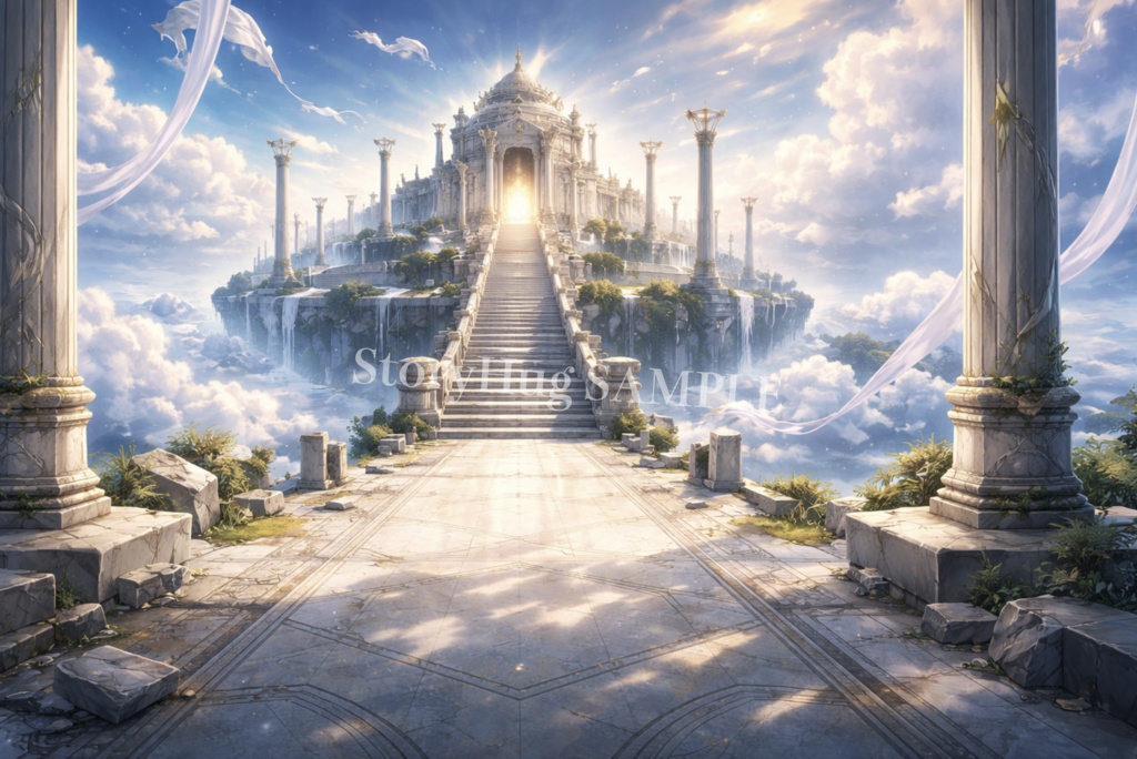 天空・山岳背景素材20枚|雲海・神殿・空の橋|配信/TRPG/創作背景