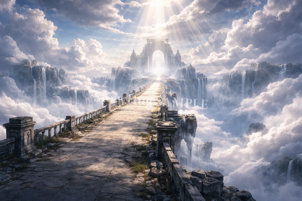 天空・山岳背景素材20枚|雲海・神殿・空の橋|配信/TRPG/創作背景