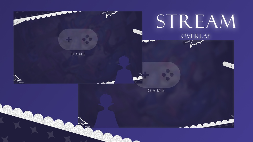 ブルーバットのかわいいVTuber配信オーバーレイ