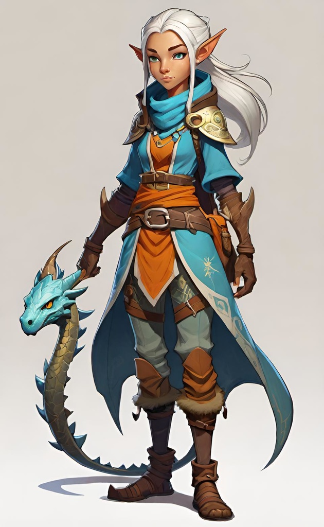 Elven Adventurer with Dragon Companion